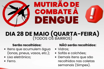 Secretaria de Saúde realiza Mutirão de Combate à Dengue na próxima semana
