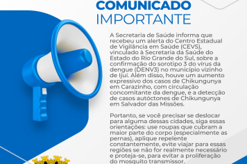 Município redobra a atenção após confirmação do Sorotipo 3 da Dengue em Ijuí 
